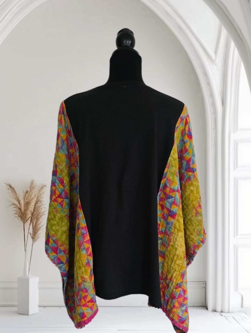 Upcycled Disney Villains Graphic Tee With Kantha Sleeves, OS - Picture 6 of 6